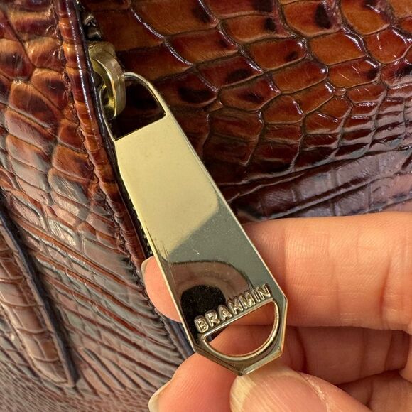 BRAHMIN PARIS PECAN MELBOURNE CROC EMBOSSED LEATHER - Picture 3 of 16